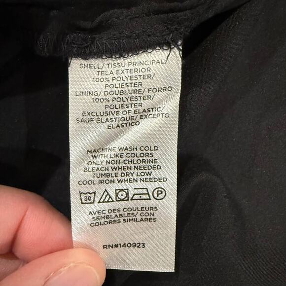 Loft NWT Clip Godet Mini Flare Dress Women’s 8 Black Ruffle Collar V-Neck Chic - Picture 6 of 10